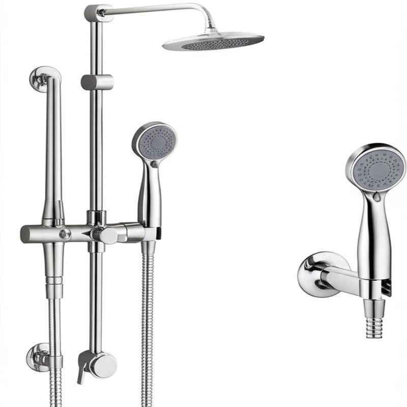 Conjunto de Torneira de Chuveiro de Perfil Fino em Latão com Doca Magnética para Chuveiro de Mão com Bicos de Silicone de Fácil Limpeza