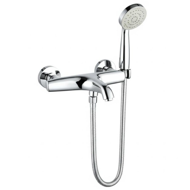 Chrome Slide Bar Shower Set Brass Mixer Bracket ajustável com mangueira flexível de aço inoxidável