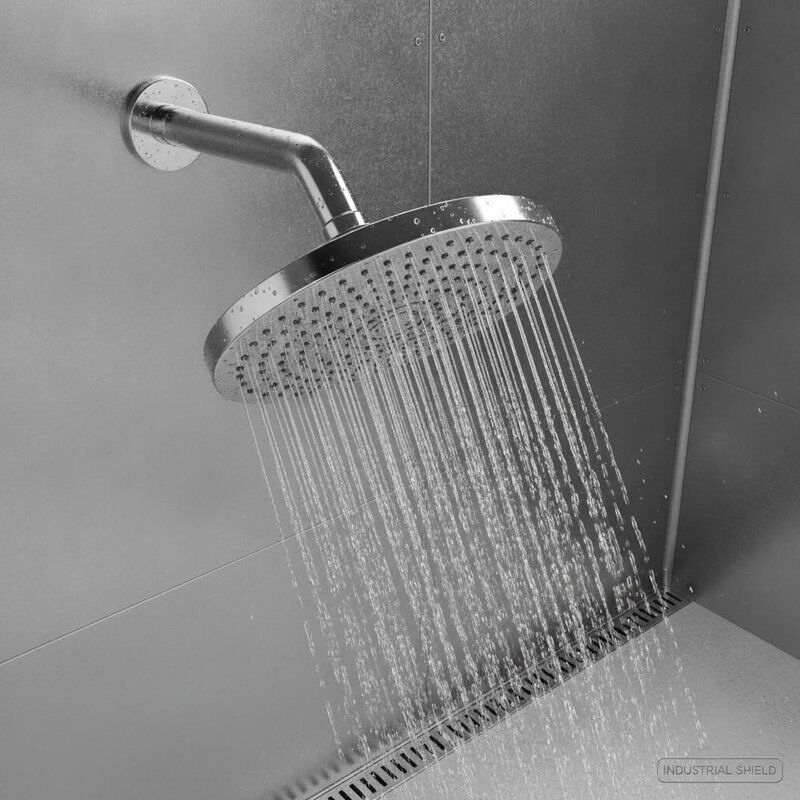 chuveiro de teto cromado com design que oferece proteção superior contra corrosão e aparência elegante para ambientes industriais
